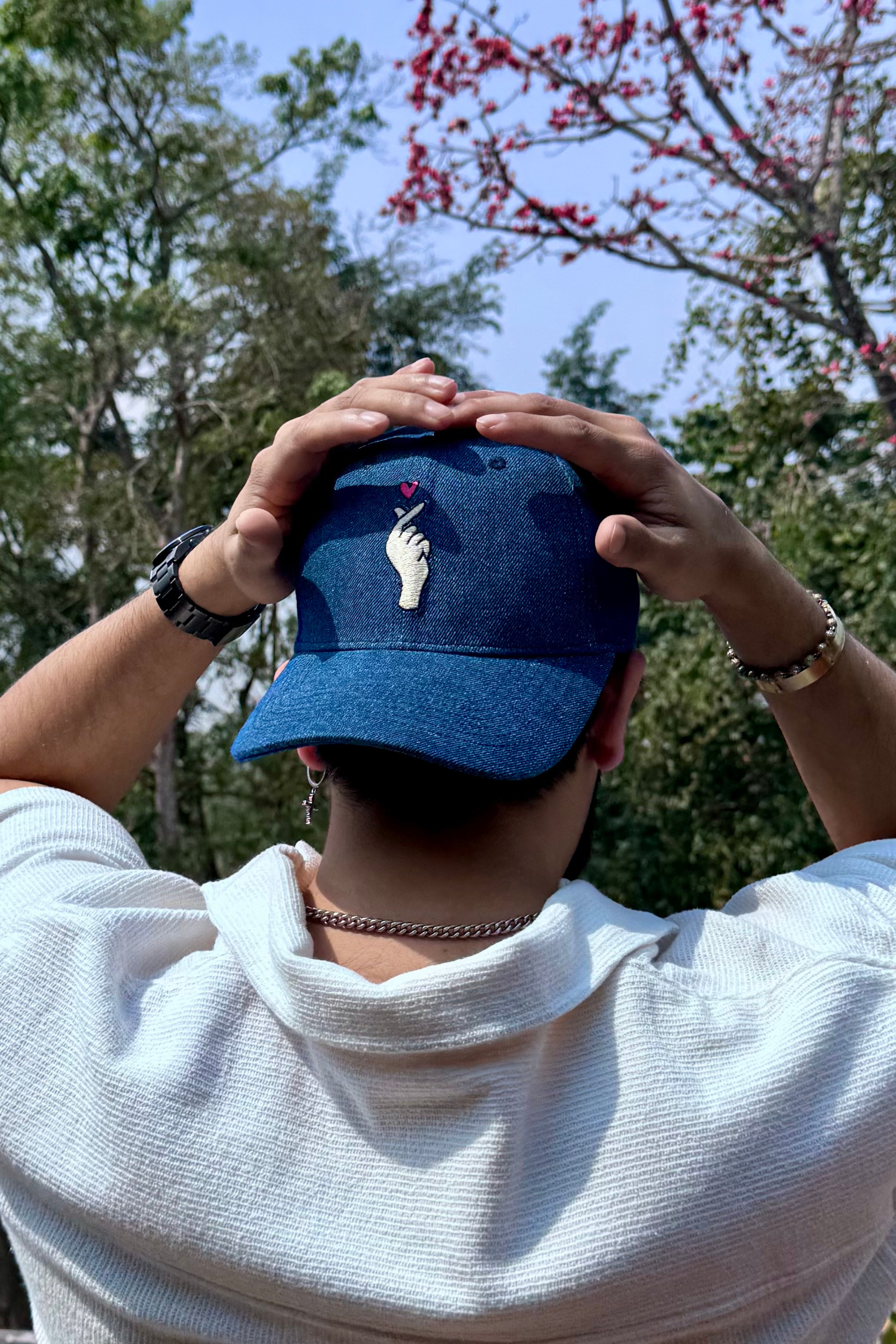 Korean heart - 6 panel Denim baseball cap