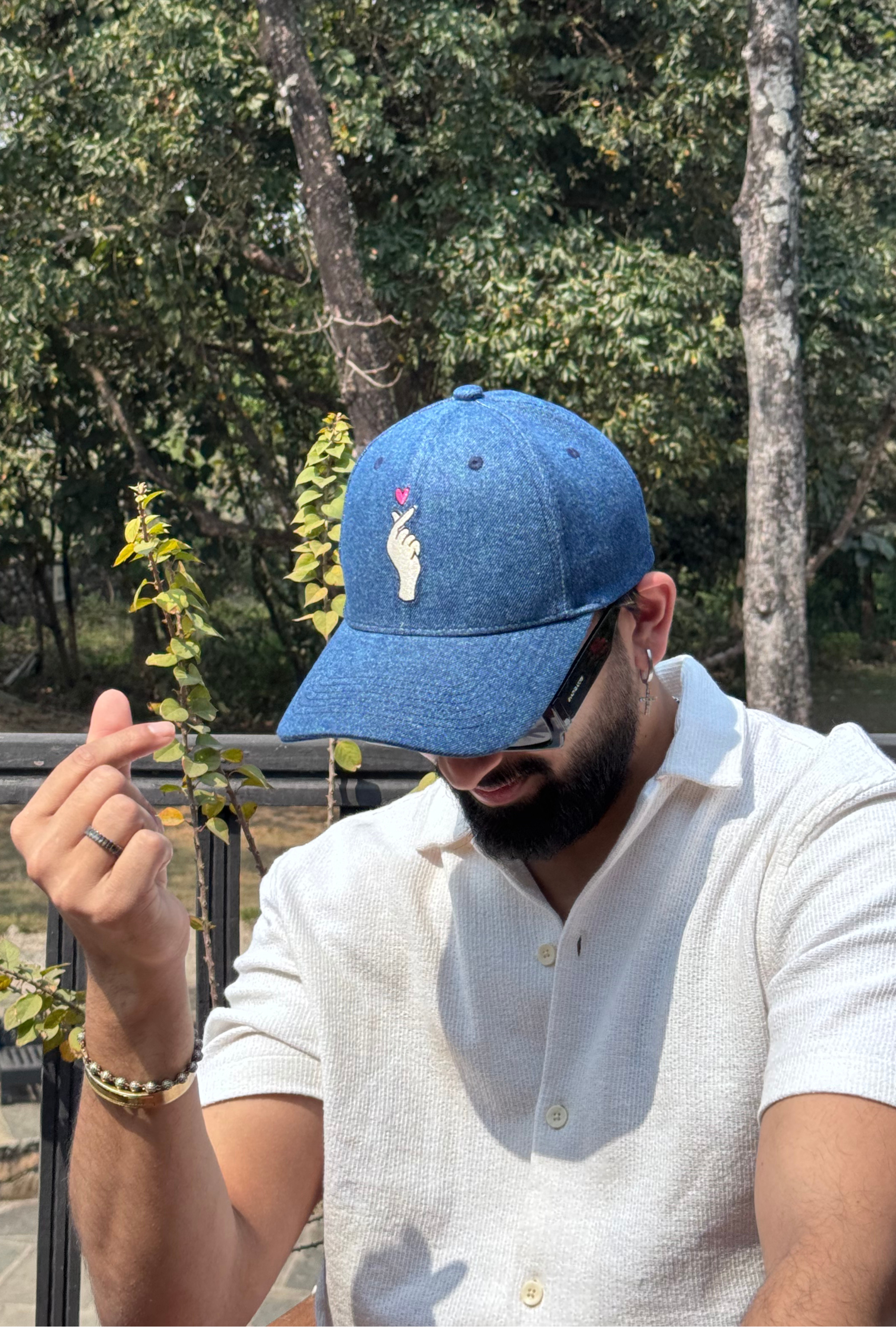 Korean heart - 6 panel Denim baseball cap