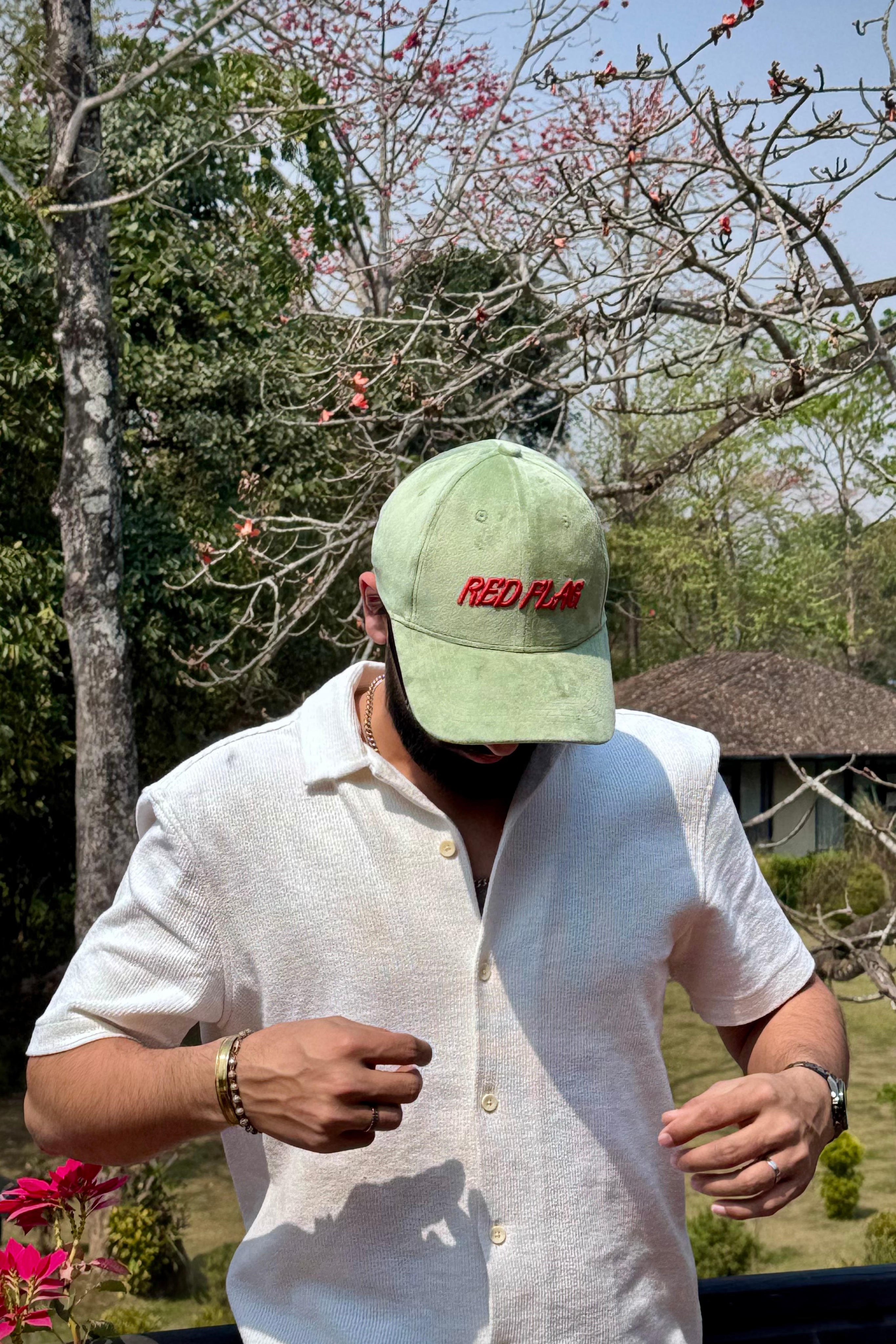 Red flag? Green flag? - olive green suede baseball cap