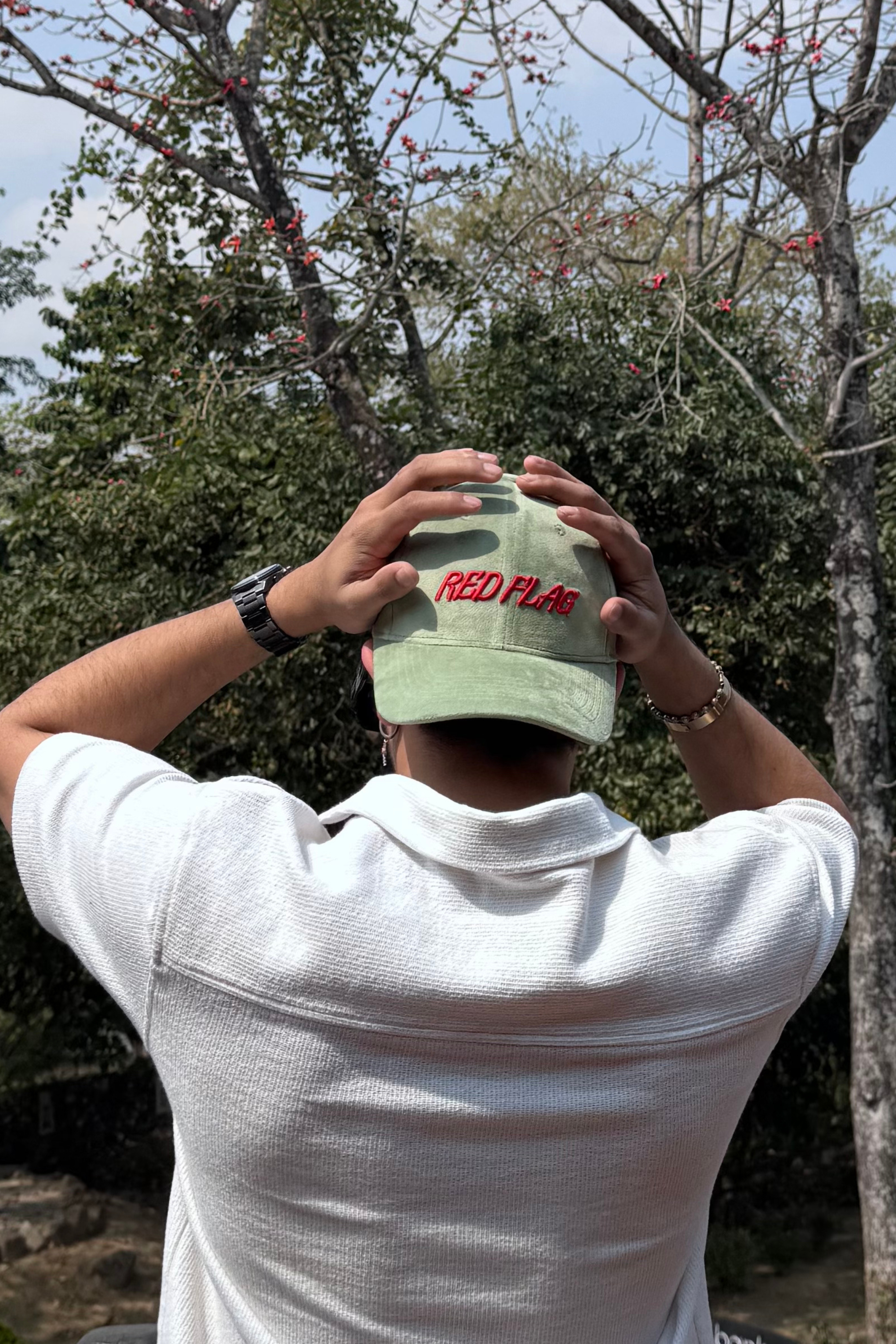 Red flag? Green flag? - olive green suede baseball cap