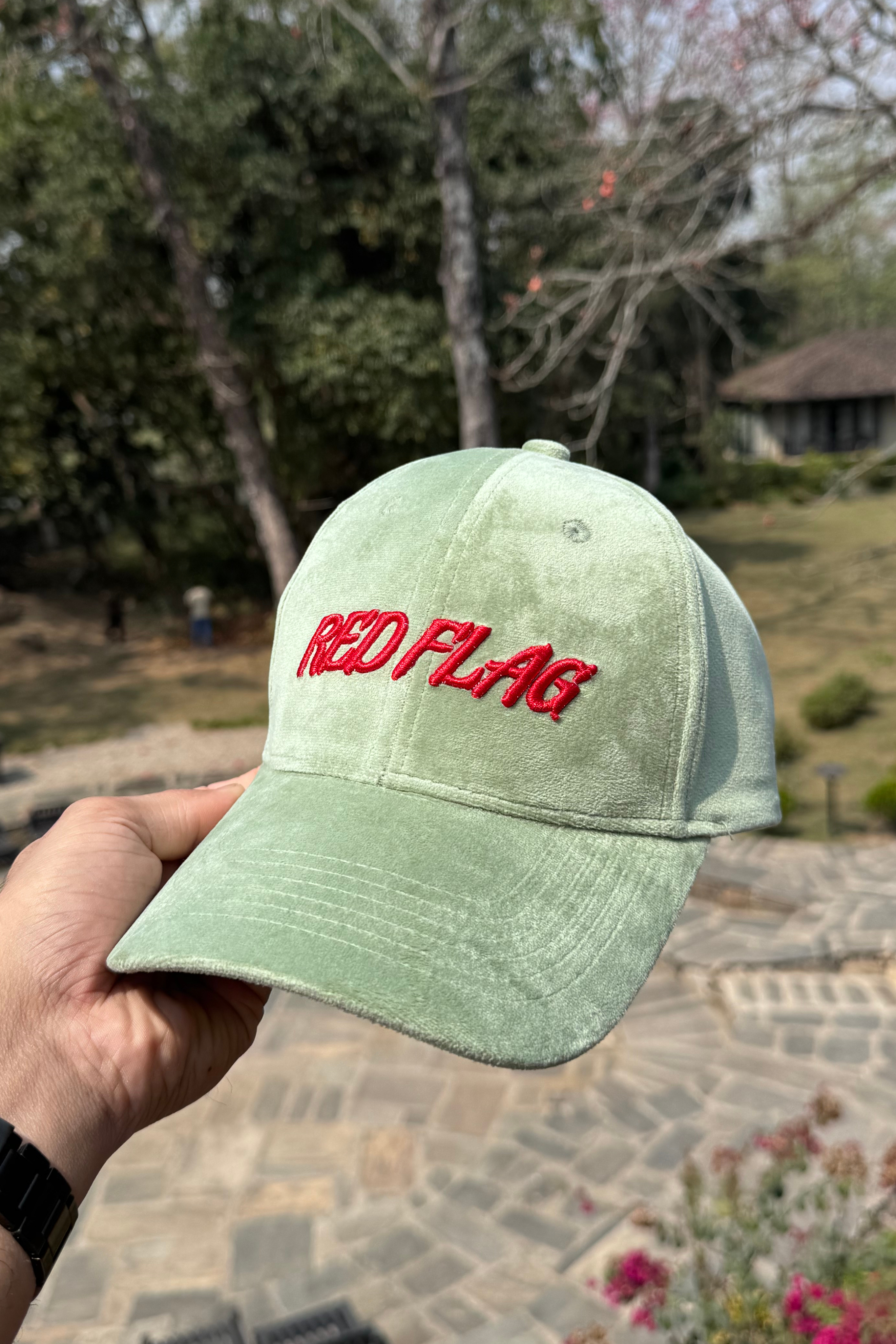 Red flag? Green flag? - olive green suede baseball cap