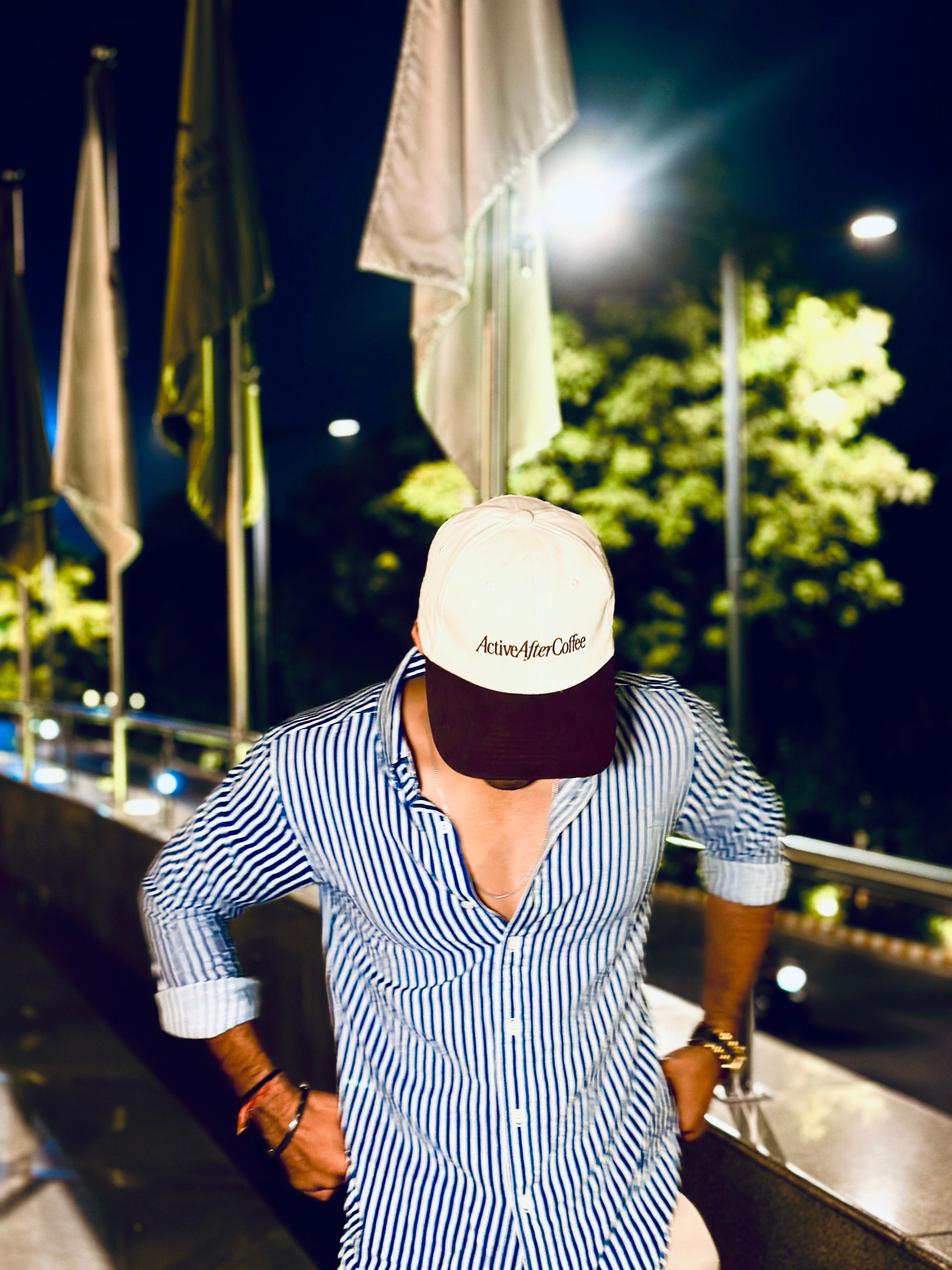 man wearing active after coffee cap