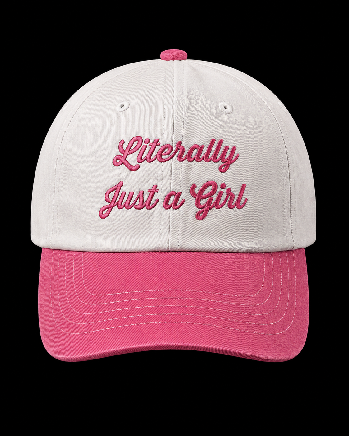 Literally Just A Girl — White/Pink unisex baseball Cap