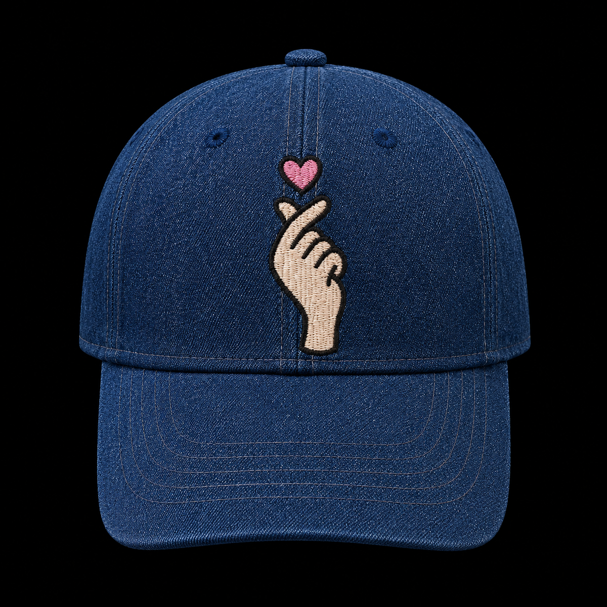 Korean heart - 6 panel Denim baseball cap