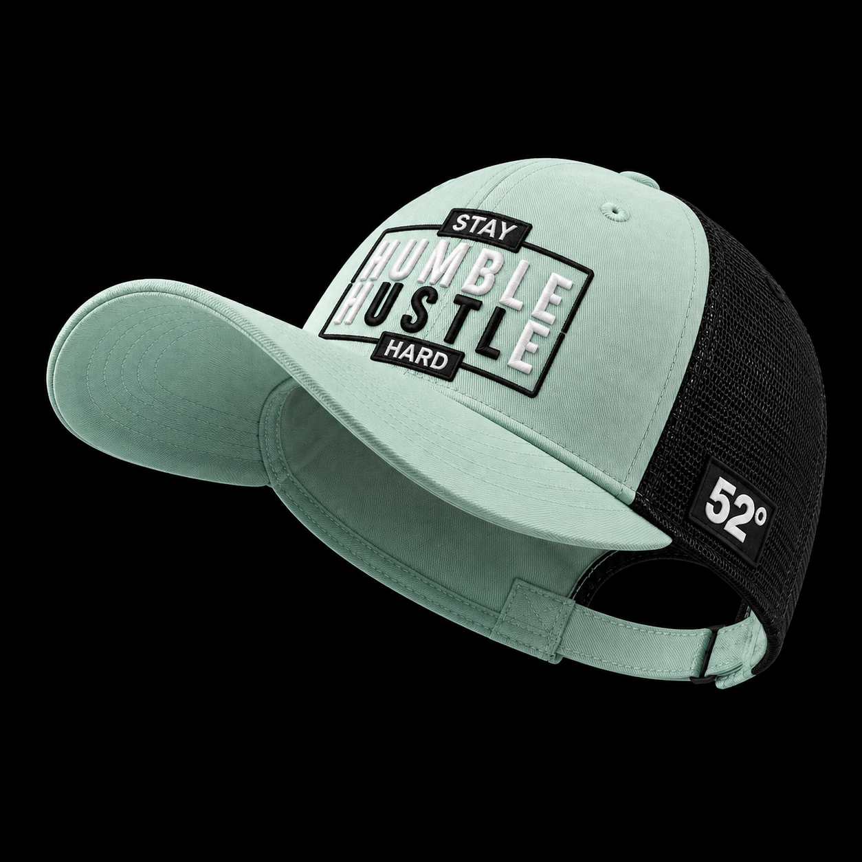 Humble Hustle - Mint/Black unisex trucker cap