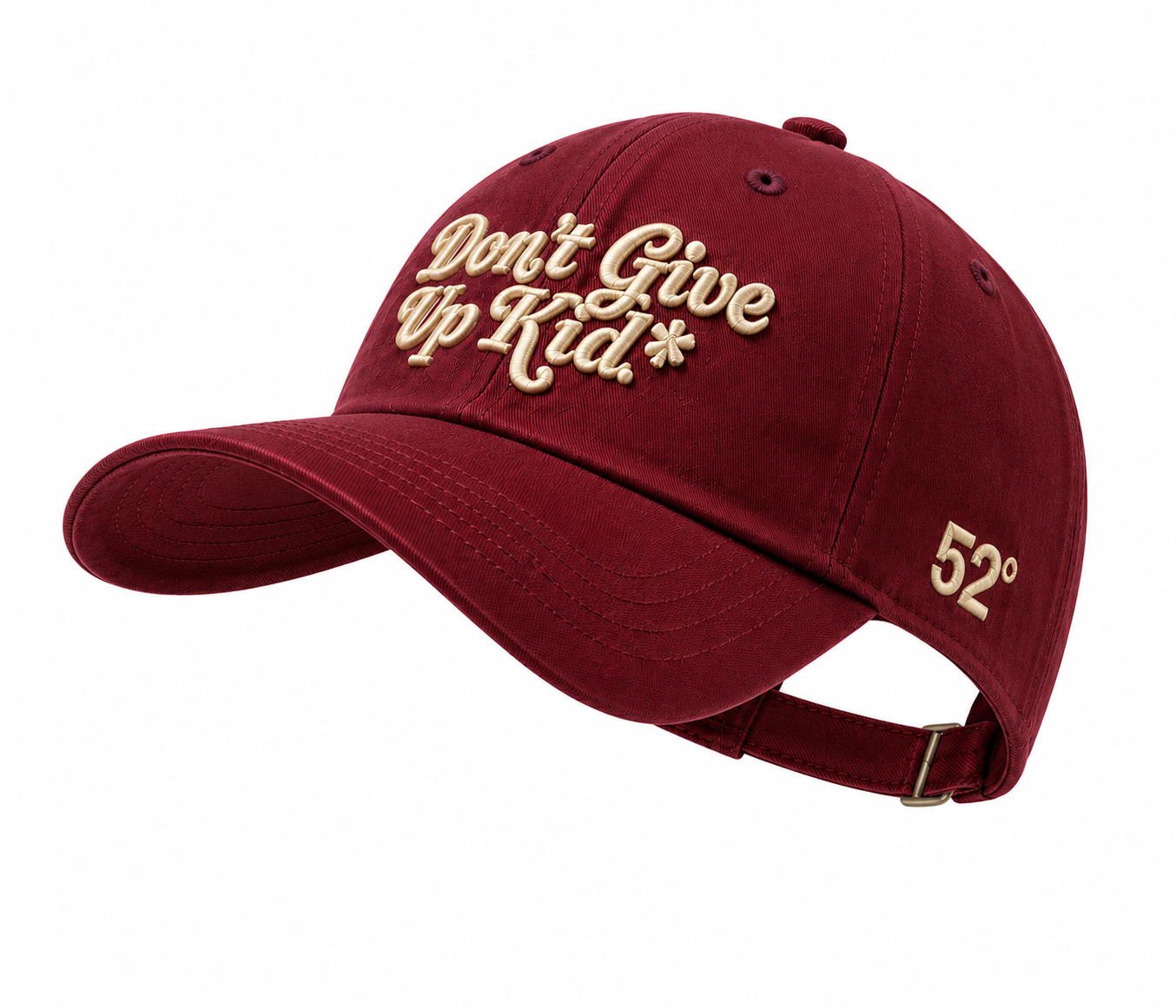 Don't Give Up Kid — Maroon unisex baseball cap