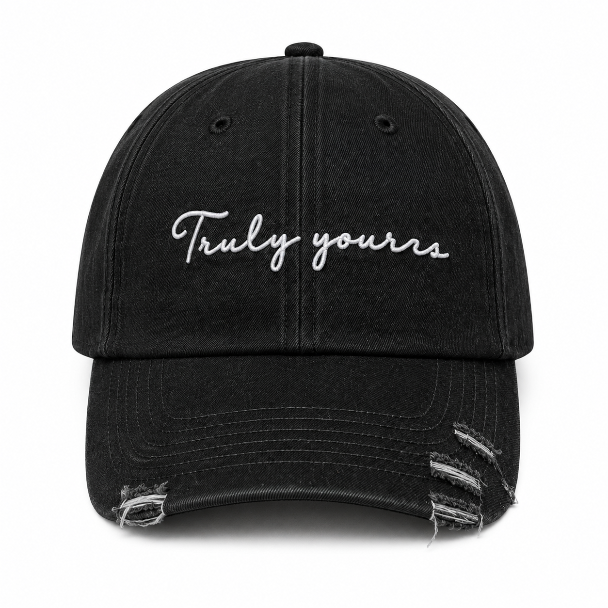 Truly Yours - black denim baseball cap