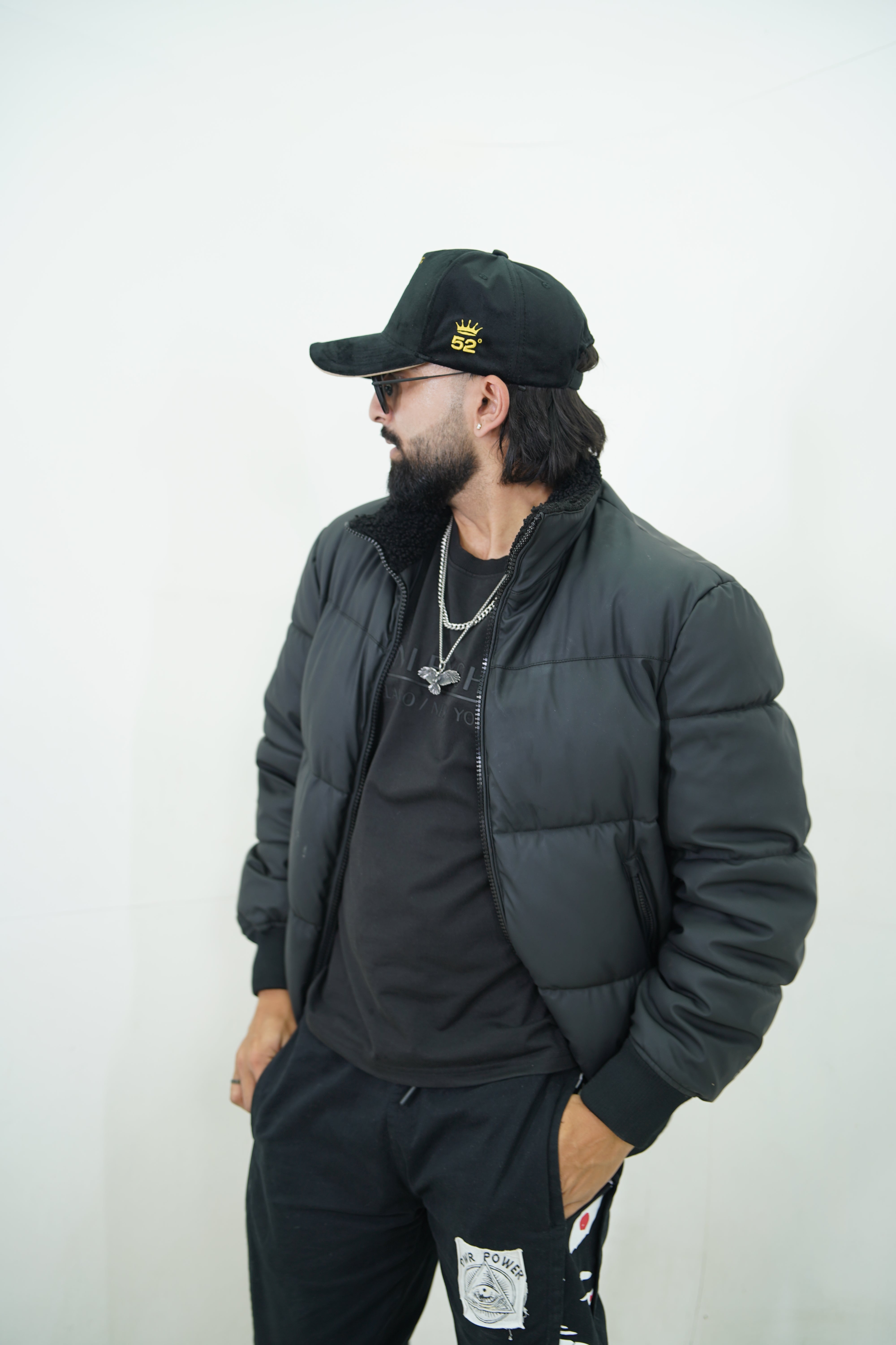 Badshah - black suede unisex baseball cap