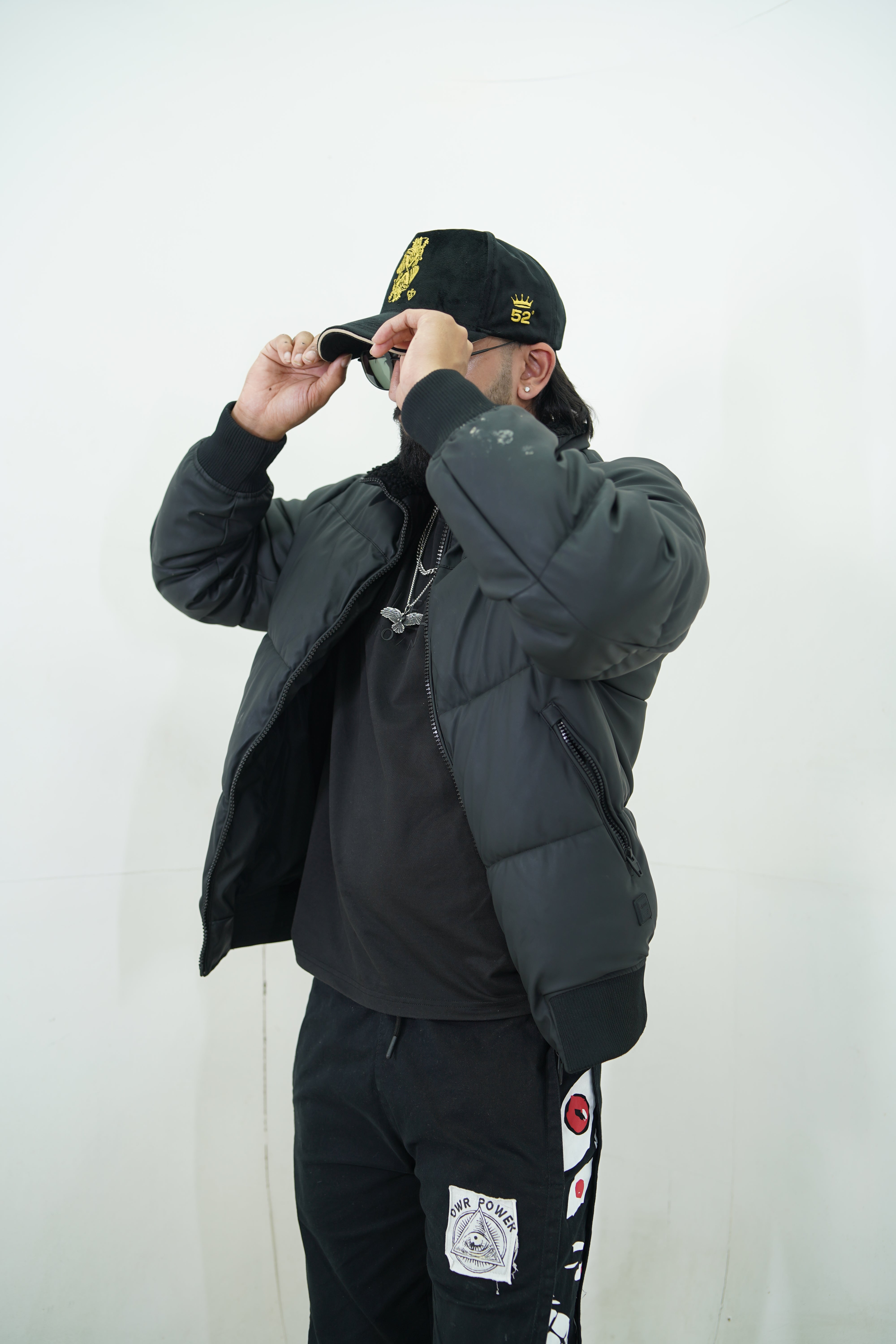 Badshah - black suede unisex baseball cap