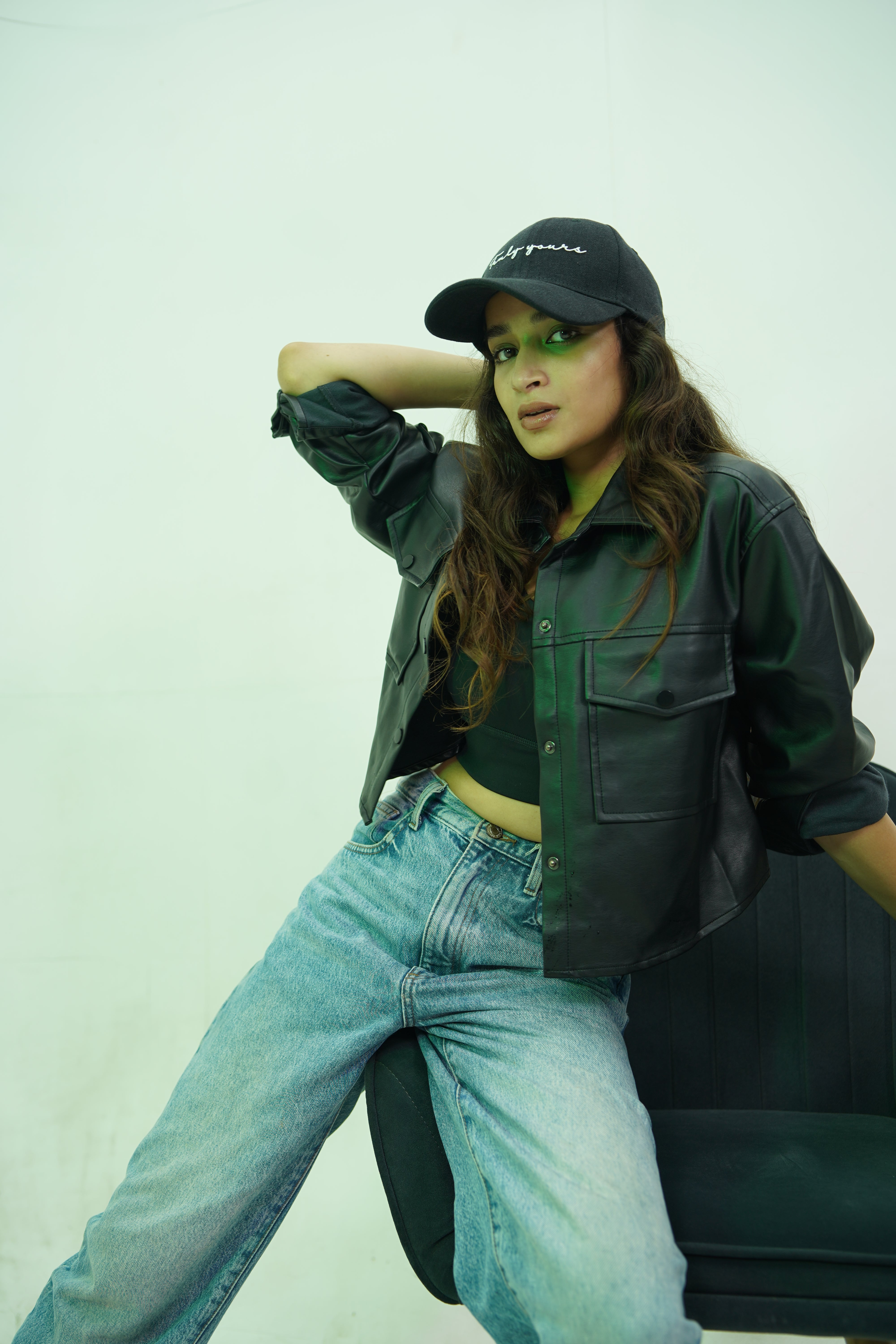 Truly Yours - black denim baseball cap