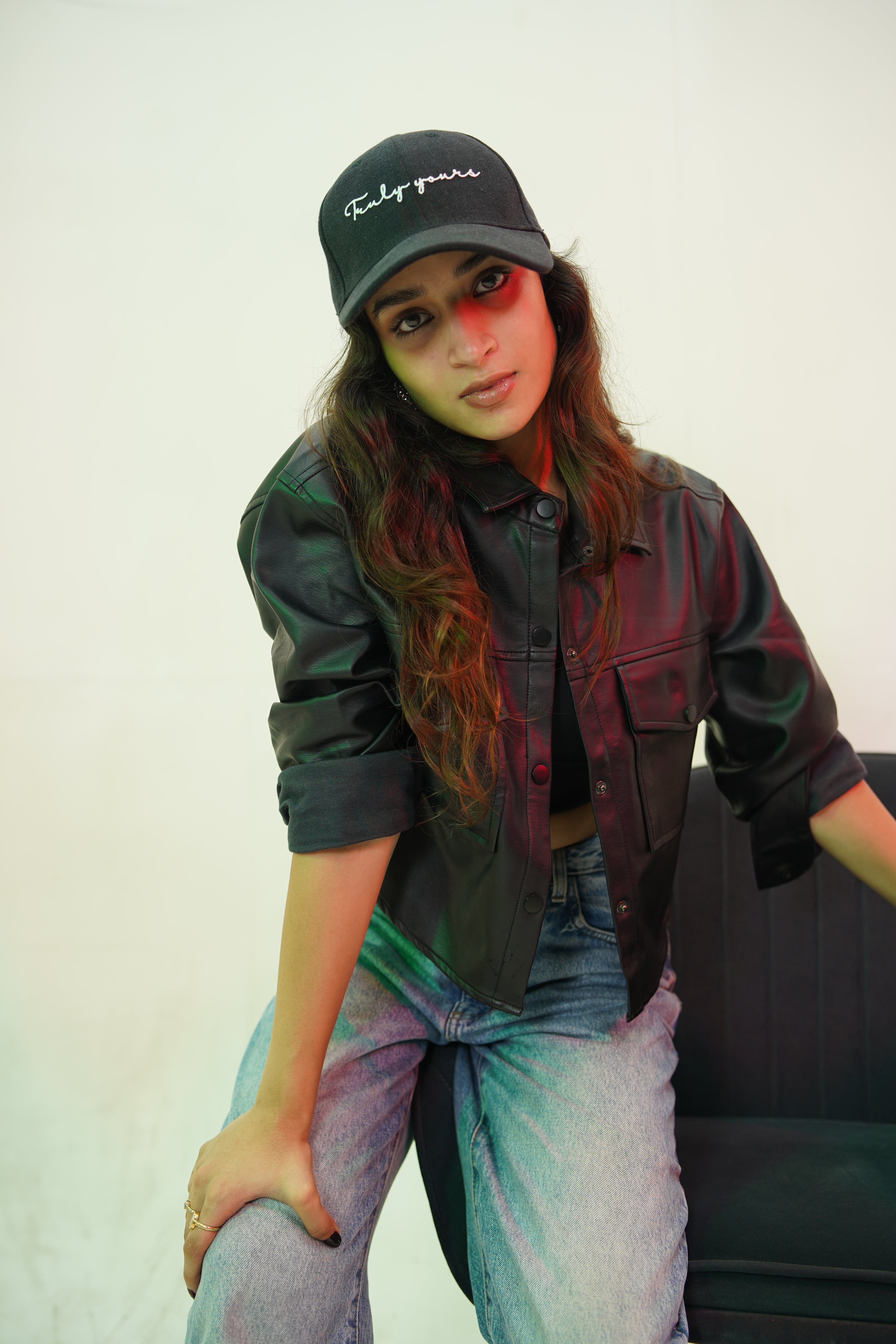 Truly Yours - black denim baseball cap