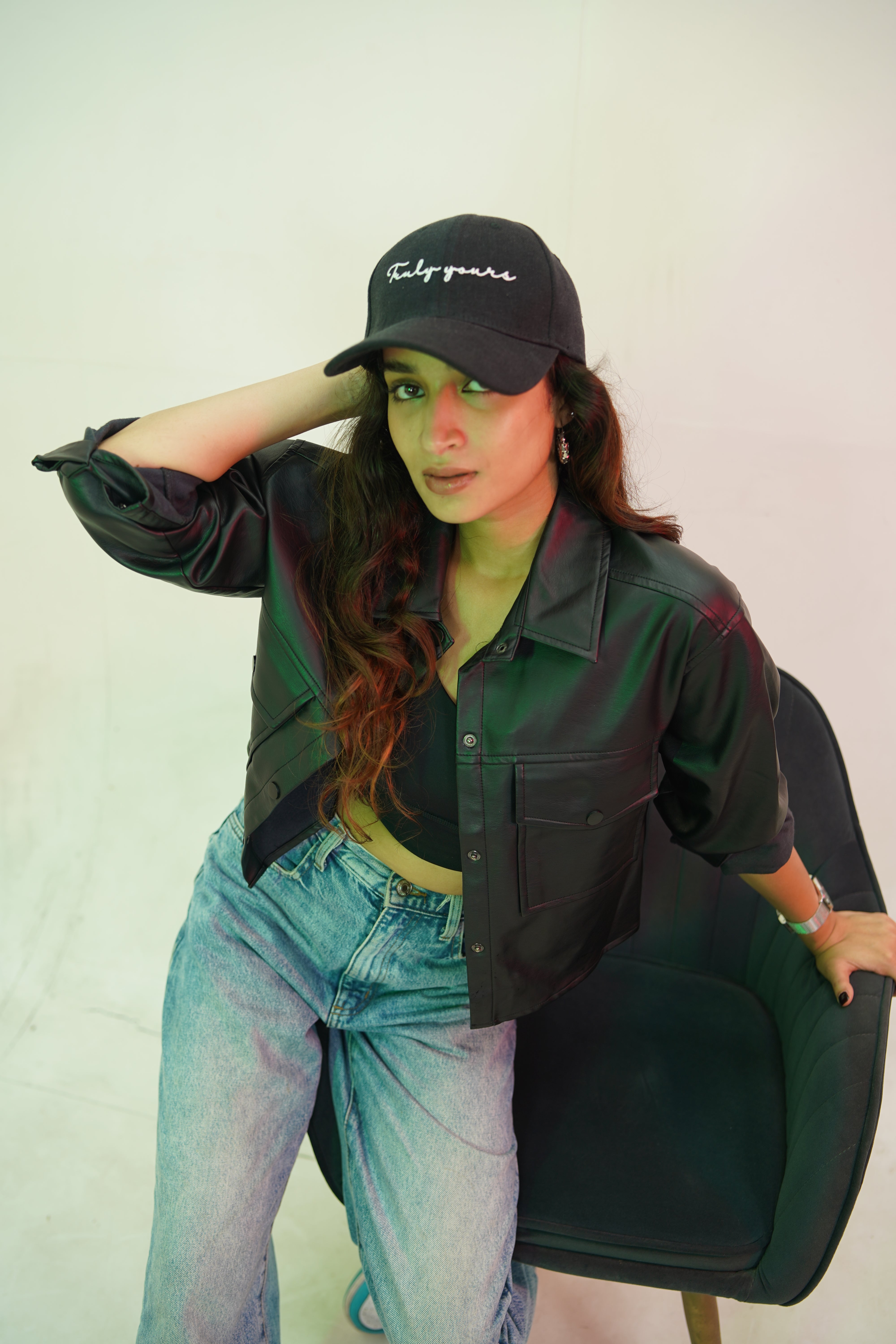 Truly Yours - black denim baseball cap