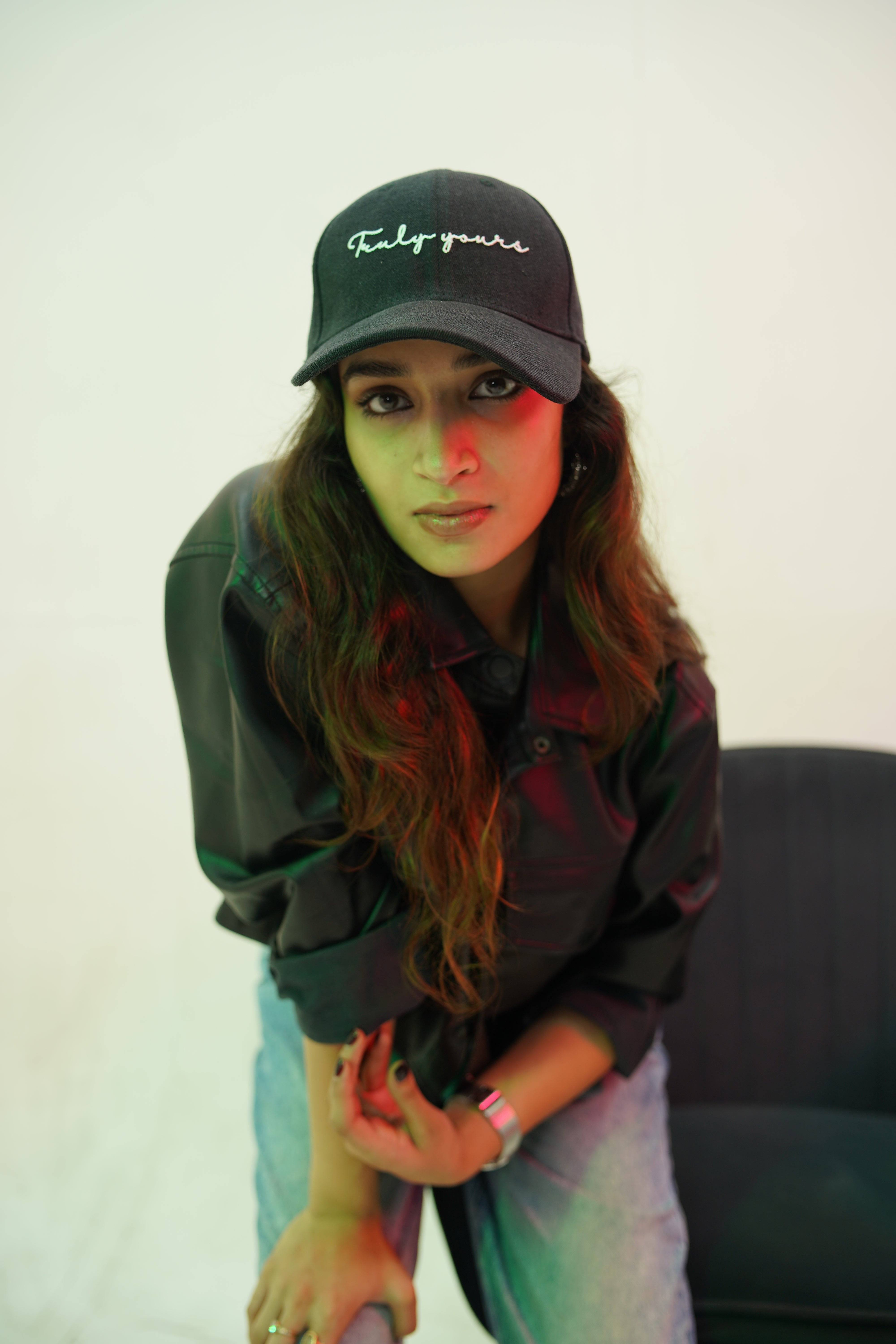 Truly Yours - black denim baseball cap