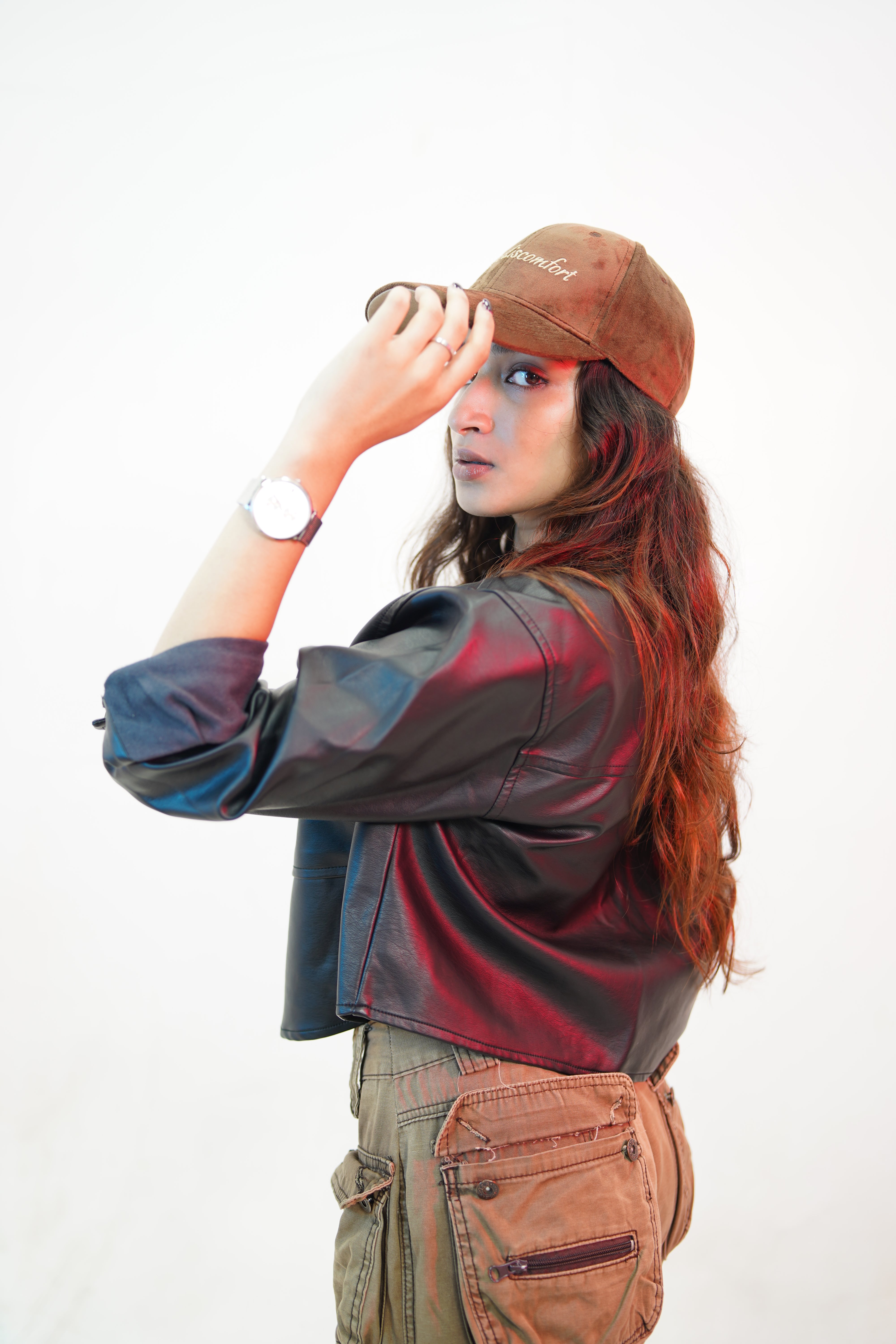 Seek Discomfort - Mocha brown suede unisex baseball cap