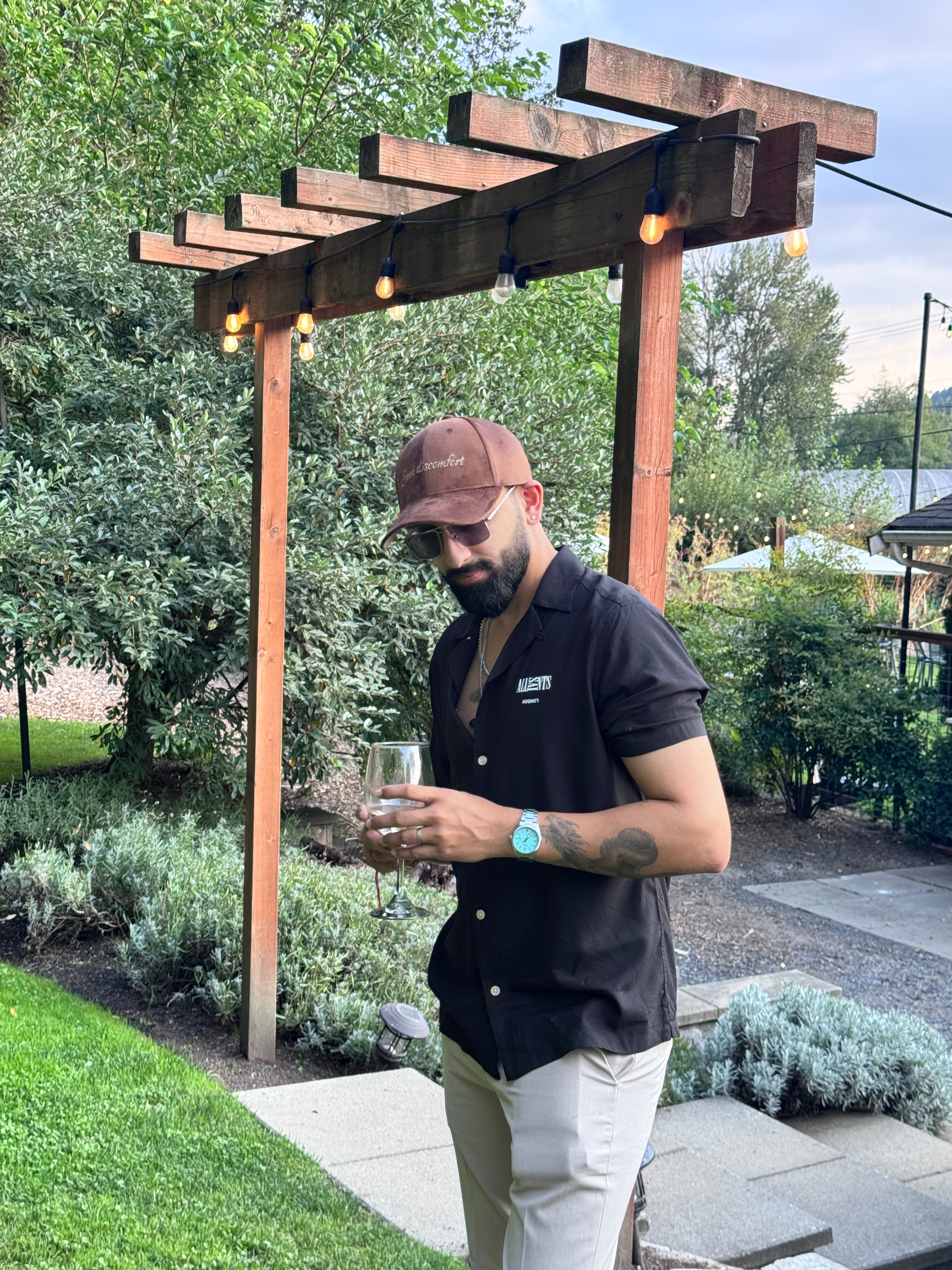Seek Discomfort - Mocha brown suede unisex baseball cap