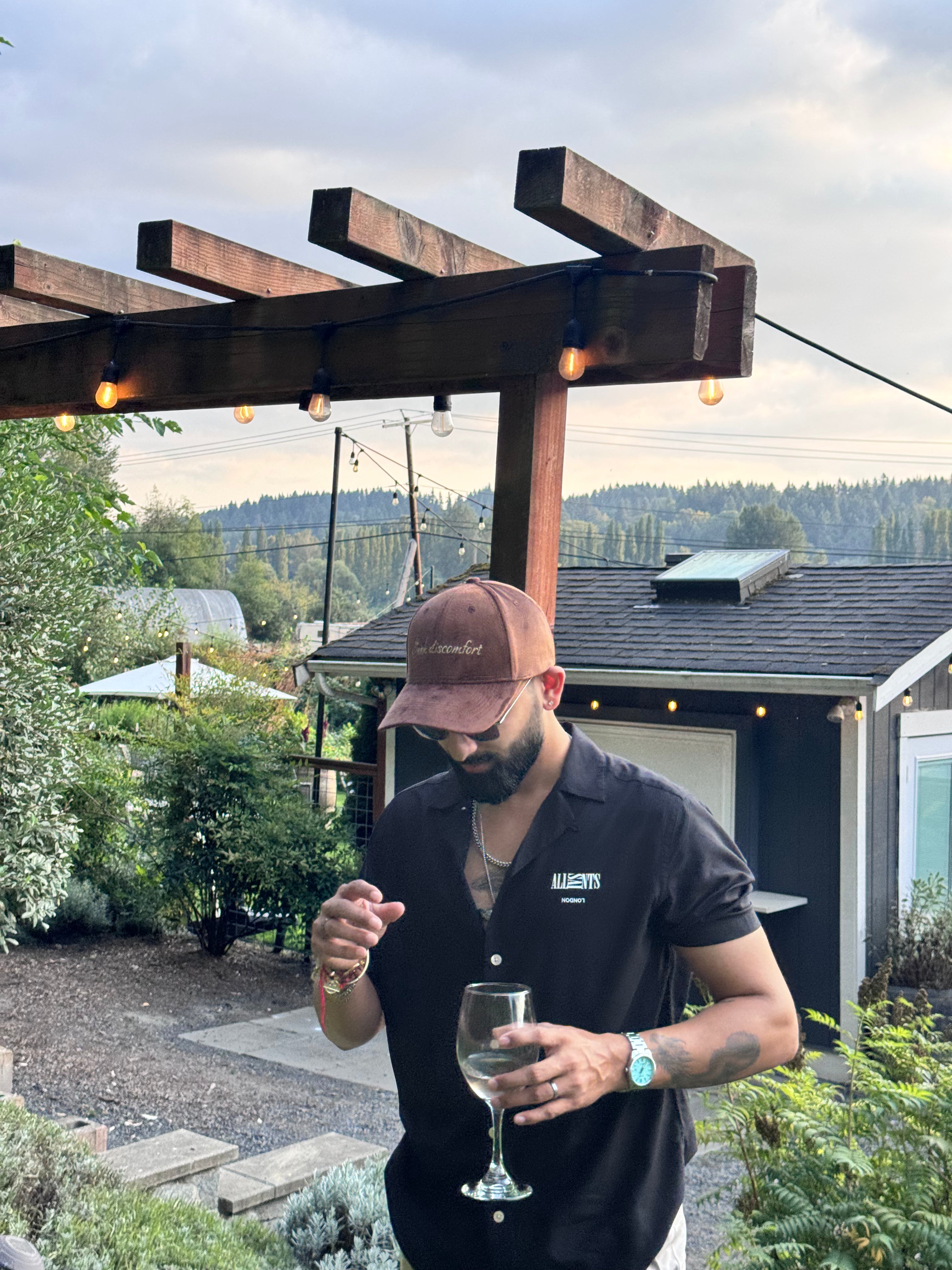 Seek Discomfort - Mocha brown suede unisex baseball cap