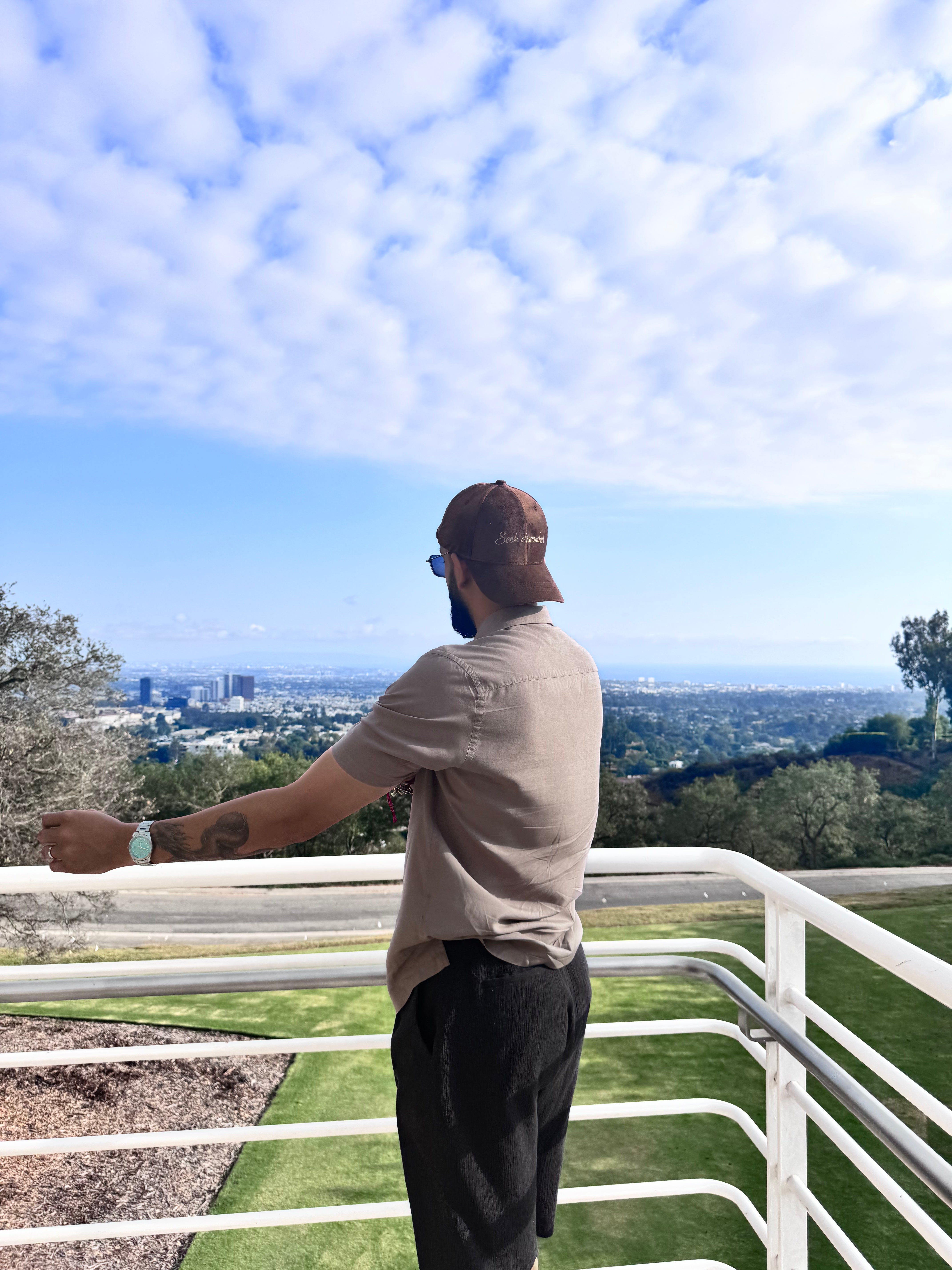 Seek Discomfort - Mocha brown suede unisex baseball cap