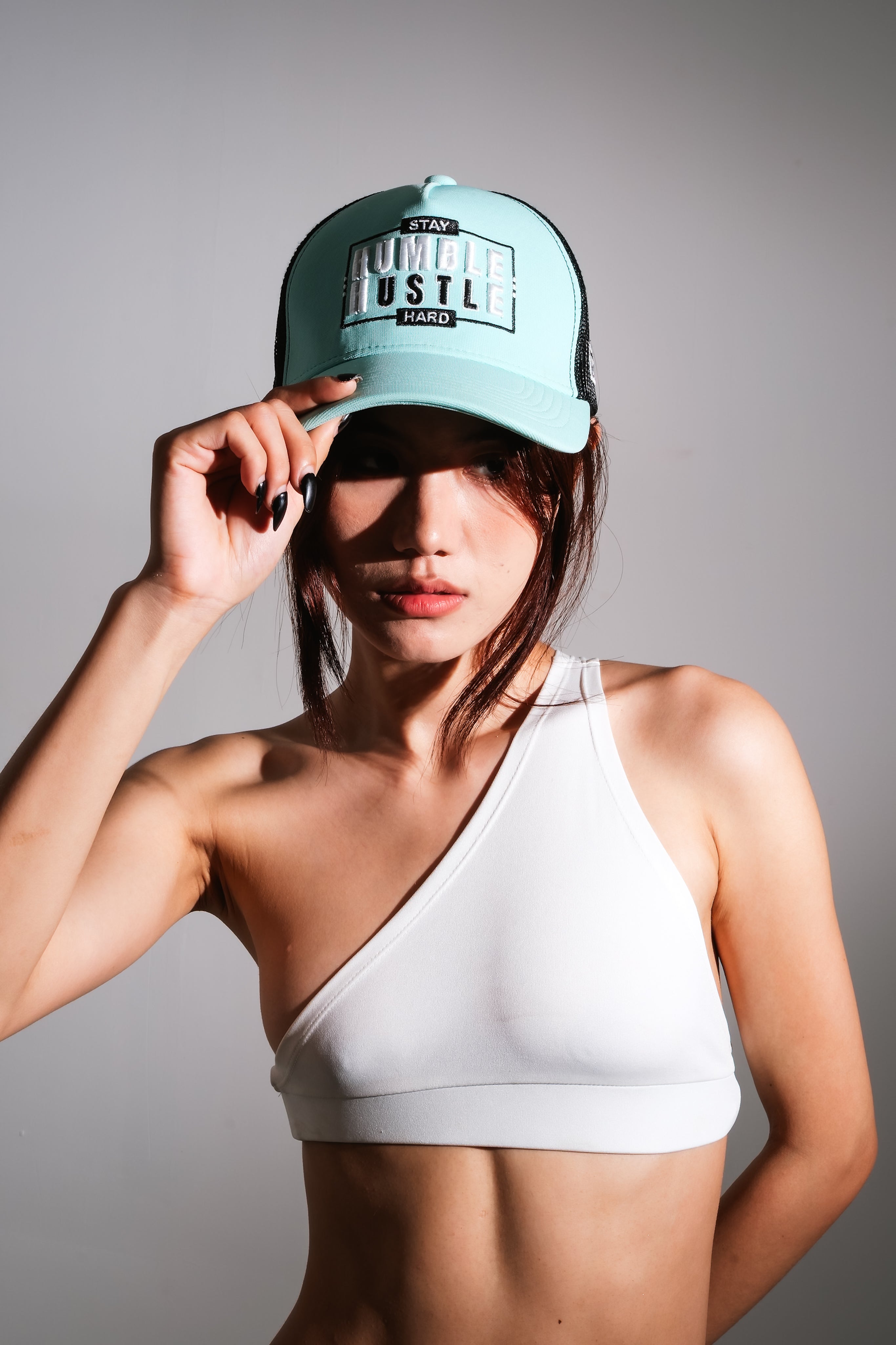Humble Hustle - Mint/Black unisex trucker cap