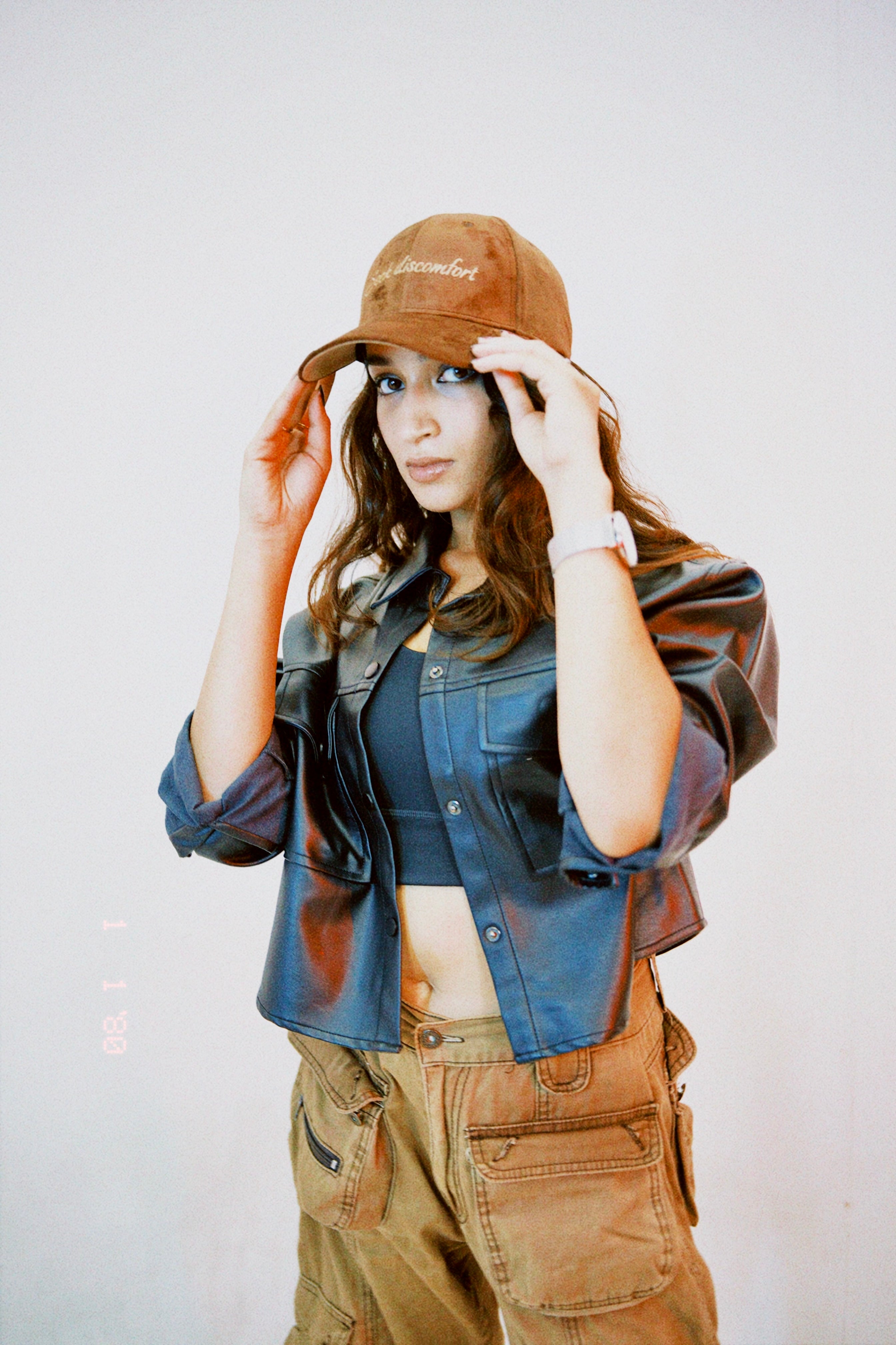 Seek Discomfort - Mocha brown suede unisex baseball cap