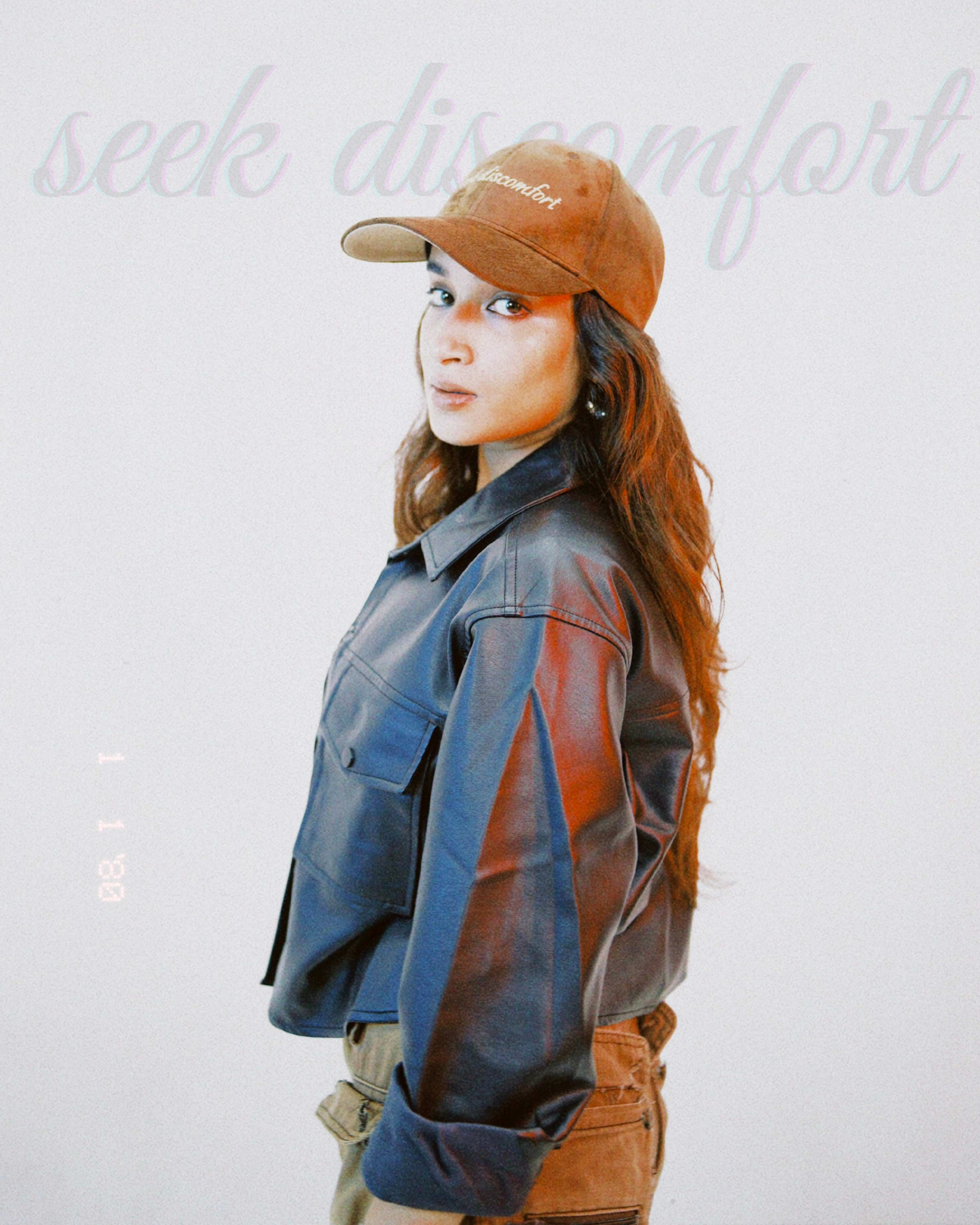 Seek Discomfort - Mocha brown suede unisex baseball cap