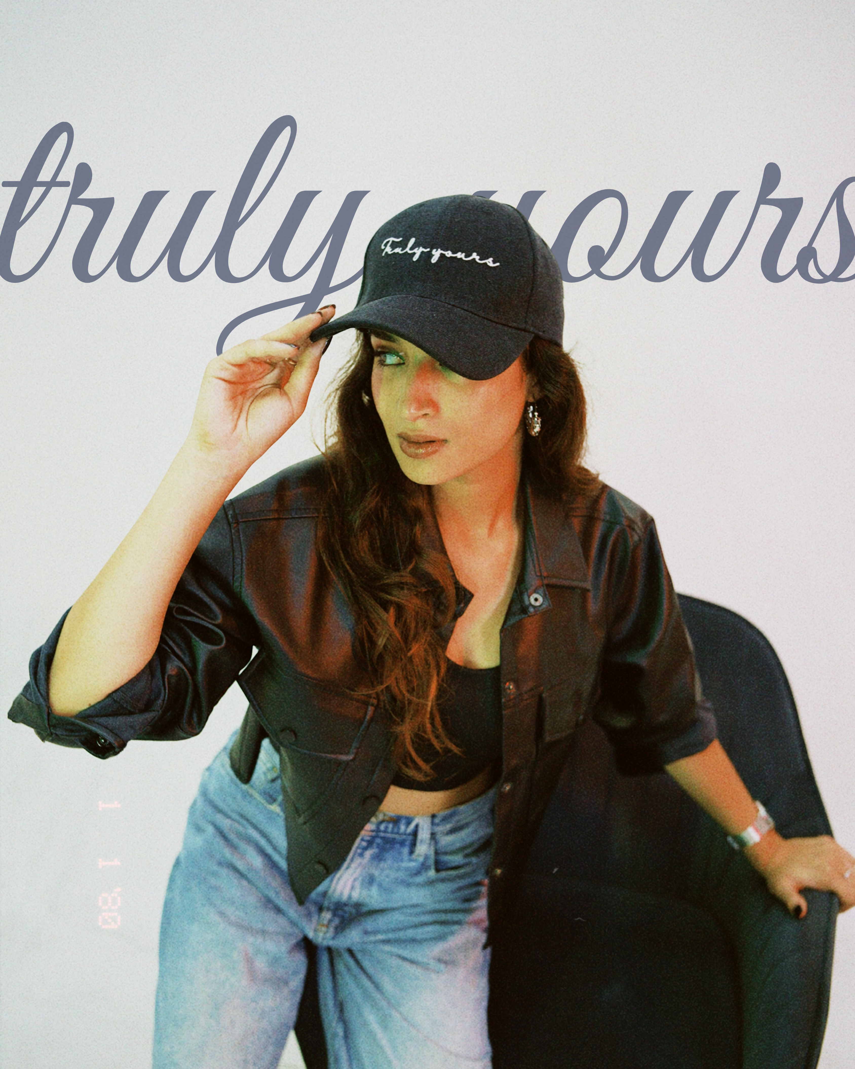Truly Yours - black denim baseball cap