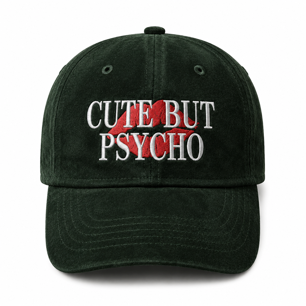 Cute But Psycho — green unisex Suede Cap