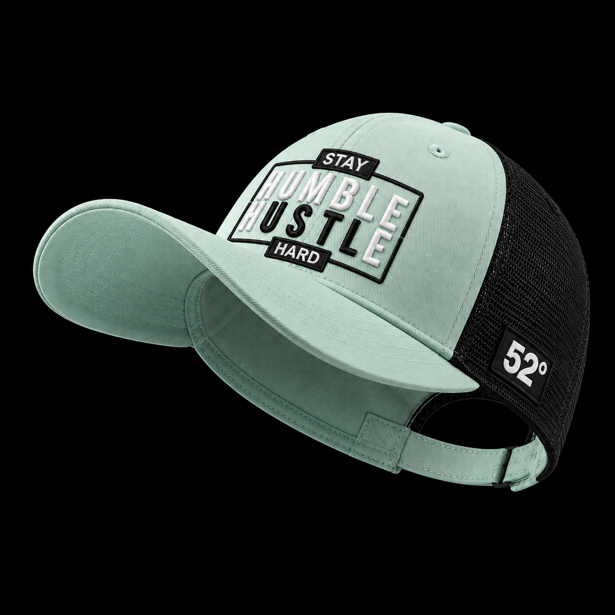 Humble Hustle - Mint/Black unisex trucker cap