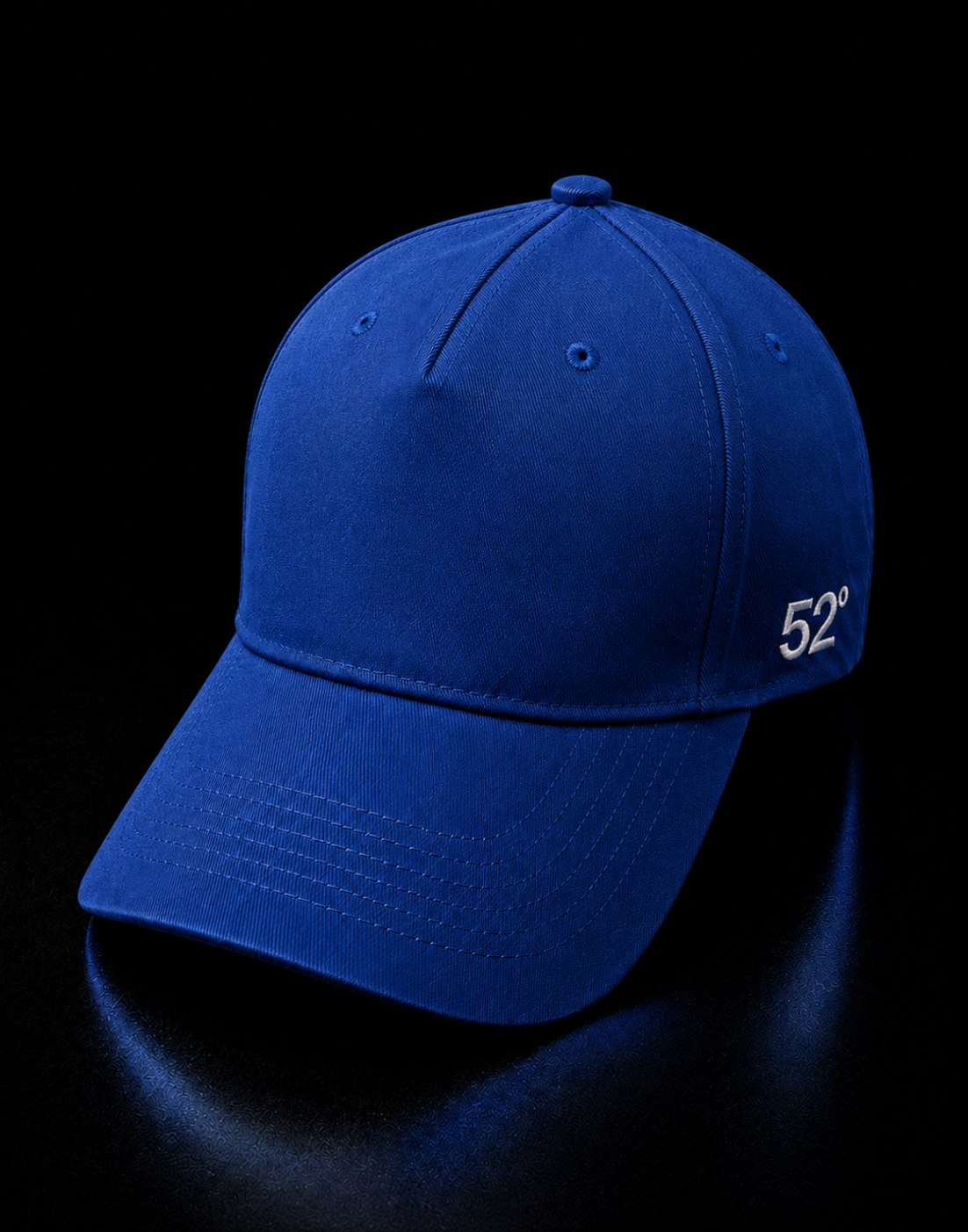 Blue cap with '52°' logo on a black background